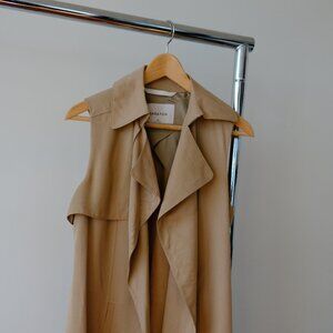 Aritzia Babaton Mckinley Long Trench Vest (Tan)
